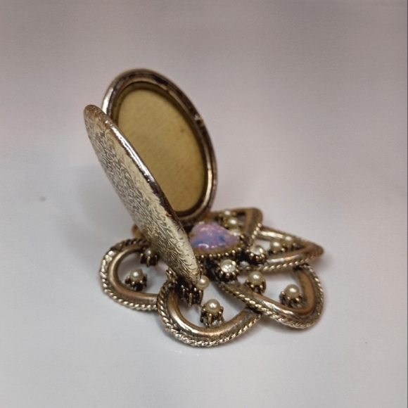 Melba Vintage Jeweled Miniature Double Picture Frame - Picture 4 of 10